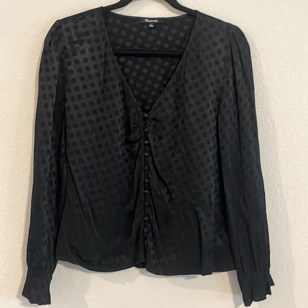 Madewell Women’s Tunic Size 4 Black Monochrome Polka Dot Whimsigoth Contemporary